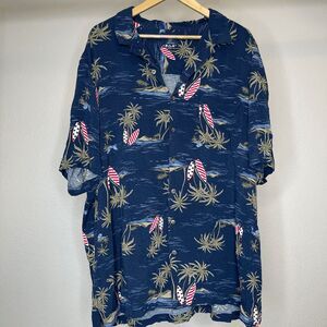 George‎ Hawaiian Shirt Patriotic Palm Trees and Surf Boards Men's 3XL